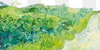 Van Gogh's png Green Wheat Fields border sticker, transparent background, remixed by rawpixel