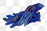 PNG Van Gogh's Blue Gloves sticker, transparent background, remixed by rawpixel