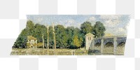 Monet's Argenteuil Bridge png washi tape sticker, transparent background. Famous art remixed by rawpixel.