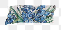 Artwork washi tape png Van Gogh's Irises sticker, transparent background, remixed by rawpixel