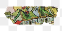 Artwork washi tape png Van Gogh's Houses and Figure sticker, transparent background, remixed by rawpixel