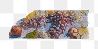 Artwork washi tape png Van Gogh's Grapes, Lemons, Pears, and Apples sticker, transparent background, remixed by rawpixel