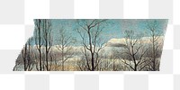 Leafless trees png washi tape sticker, Henri Rousseau's vintage element, transparent background, remixed by rawpixel