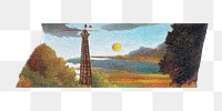Eiffel Tower png washi tape sticker, Henri Rousseau's vintage element, transparent background, remixed by rawpixel