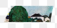 Edvard Munch's png washi tape sticker, vintage village illustration, transparent background, remixed by rawpixel