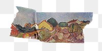 Png Road in Aasgaardstrand washi tape sticker, Edvard Munch's famous artwork, transparent background, remixed by rawpixel