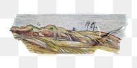 Coastal Landscape png washi tape, Edvard Munch's famous artwork, transparent background, remixed by rawpixel