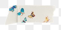 Five Butterflies png washi tape sticker, Odilon Redon's vintage illustration on transparent background, remixed by rawpixel