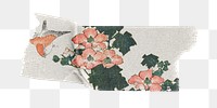 Hokusai's png flower washi tape sticker, vintage botanical illustration, transparent background, remixed by rawpixel