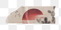 Hokusai's png sunset washi tape sticker, vintage illustration, transparent background, remixed by rawpixel