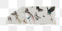 Hokusai's png Butterflies and Moths washi tape sticker, vintage illustration, transparent background, remixed by rawpixel