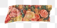 Roses png washi tape sticker, Pierre-Auguste Renoir's artwork, transparent background, remixed by rawpixel