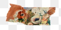 Flowers png washi tape sticker, Pierre-Auguste Renoir's artwork, transparent background, remixed by rawpixel