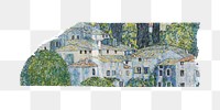 Washi tape png Gustav Klimt's Kirche in Cassone artwork sticker, transparent background, remixed by rawpixel