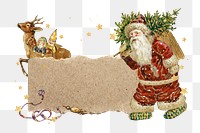 Santa Claus png ripped paper label sticker, transparent background