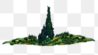 PNG Van Gogh's cypresses sticker, transparent background. Remastered by rawpixel.