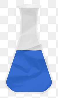 Science glass beaker png sticker, paper texture on transparent background