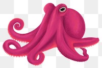 Pink octopus png sticker, animal illustration, transparent background