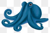 Blue octopus png sticker, animal illustration, transparent background