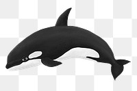 Cute orca png sticker, animal illustration, transparent background