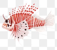Red lion fish png sticker, animal illustration, transparent background