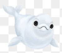 Cute beluga whale png sticker, animal illustration, transparent background