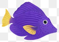 Purple fish png sticker, animal illustration, transparent background