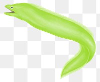 Green eel png sticker, animal illustration, transparent background