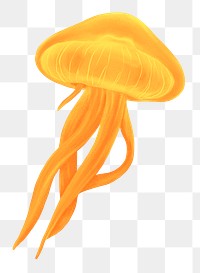 Orange jellyfish png sticker, animal illustration, transparent background