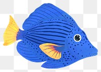 Blue fish png sticker, animal illustration, transparent background