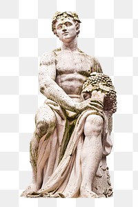 Dionysus sculpture png sticker, transparent background