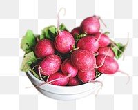 Red radish bowl png sticker, transparent background