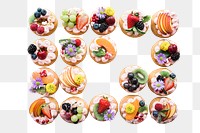 Assorted fruit donuts png sticker, transparent background