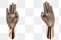 Abstract hands raised png sticker, transparent background