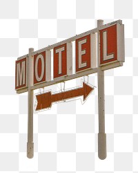 Motel sign png sticker, transparent background