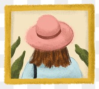 Framed woman's portrait png sticker, transparent background