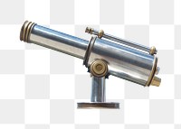 Silver telescope png sticker, transparent background