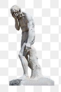 Sad statue png sticker, transparent background