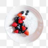 Yogurt & berries  png sticker, food isolated image, transparent background