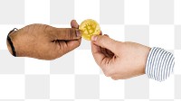 Exchanging bitcoin png sticker isolated image, transparent background