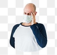 Png sick man wearing mask sticker isolated image, transparent background