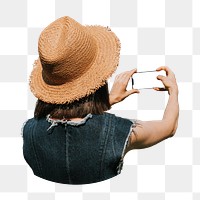 Woman taking selfie png sticker, transparent background