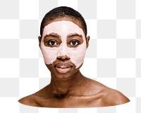 Png woman with clay mask sticker isolated image, transparent background