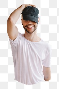 Happy man posing png sticker isolated image, transparent background