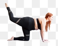 Chubby woman stretching png sticker, transparent background