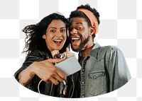 Couple taking selfie png sticker, transparent background