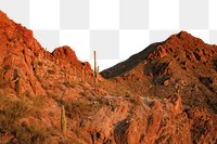 PNG desert mountain border, transparent background