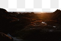 PNG beach sunset border, transparent background