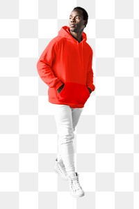 Red hoodie png sticker, fashion transparent background