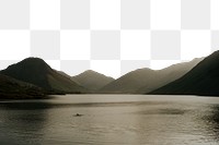 PNG mountain & lake landscape border, transparent background